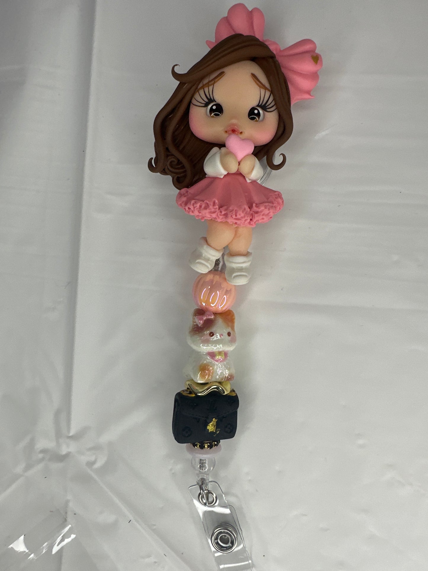 Pink Heart Girl Badge Reel