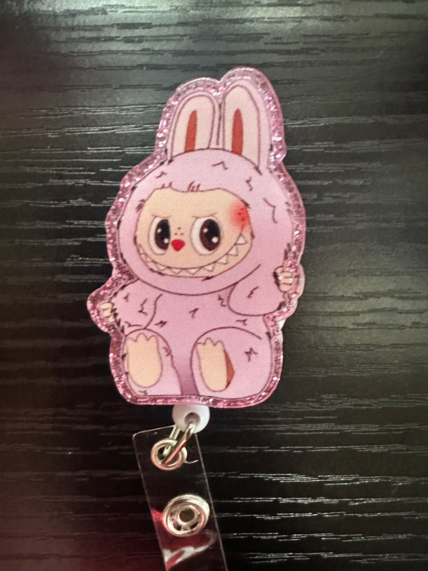 Pink Labubu Badge Reel/Pop Socket