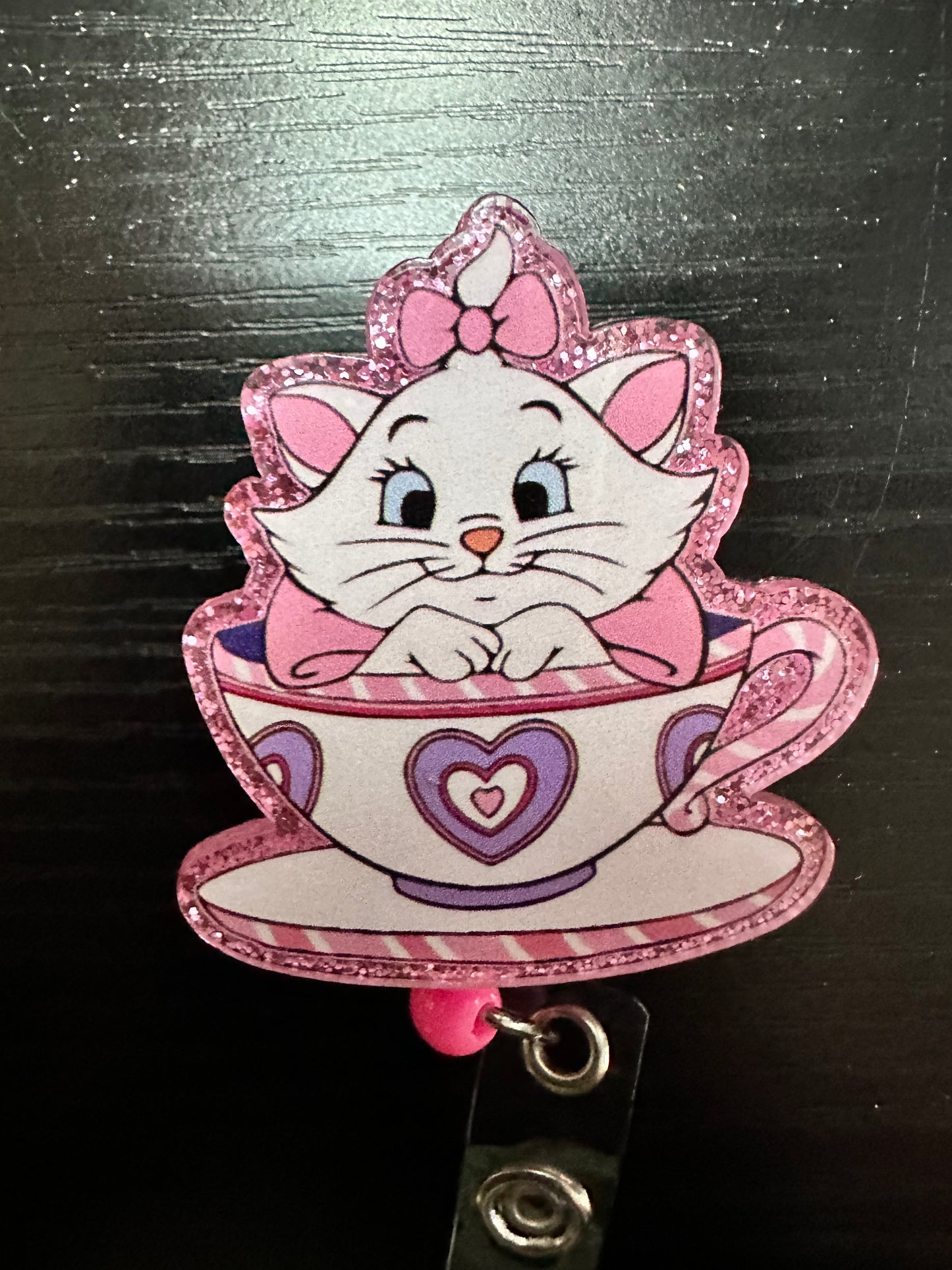 Marie Cat Badge Reel/Pop Socket