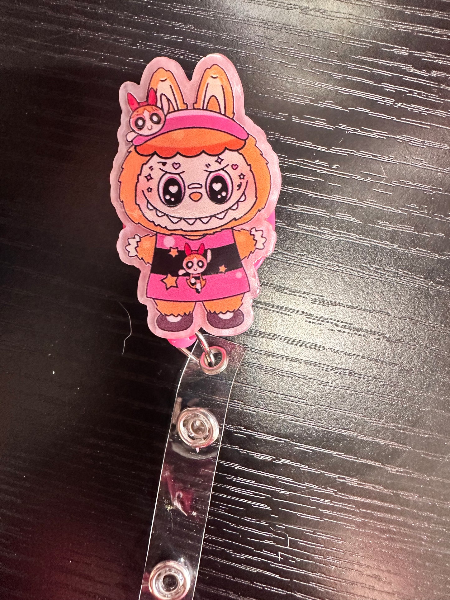 Power Puff Labubu Badge Reel/Pop Socket