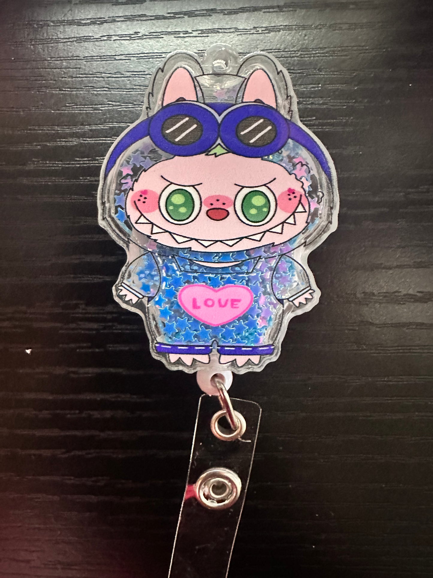 Blue Labubu Badge Reel/Pop Socket