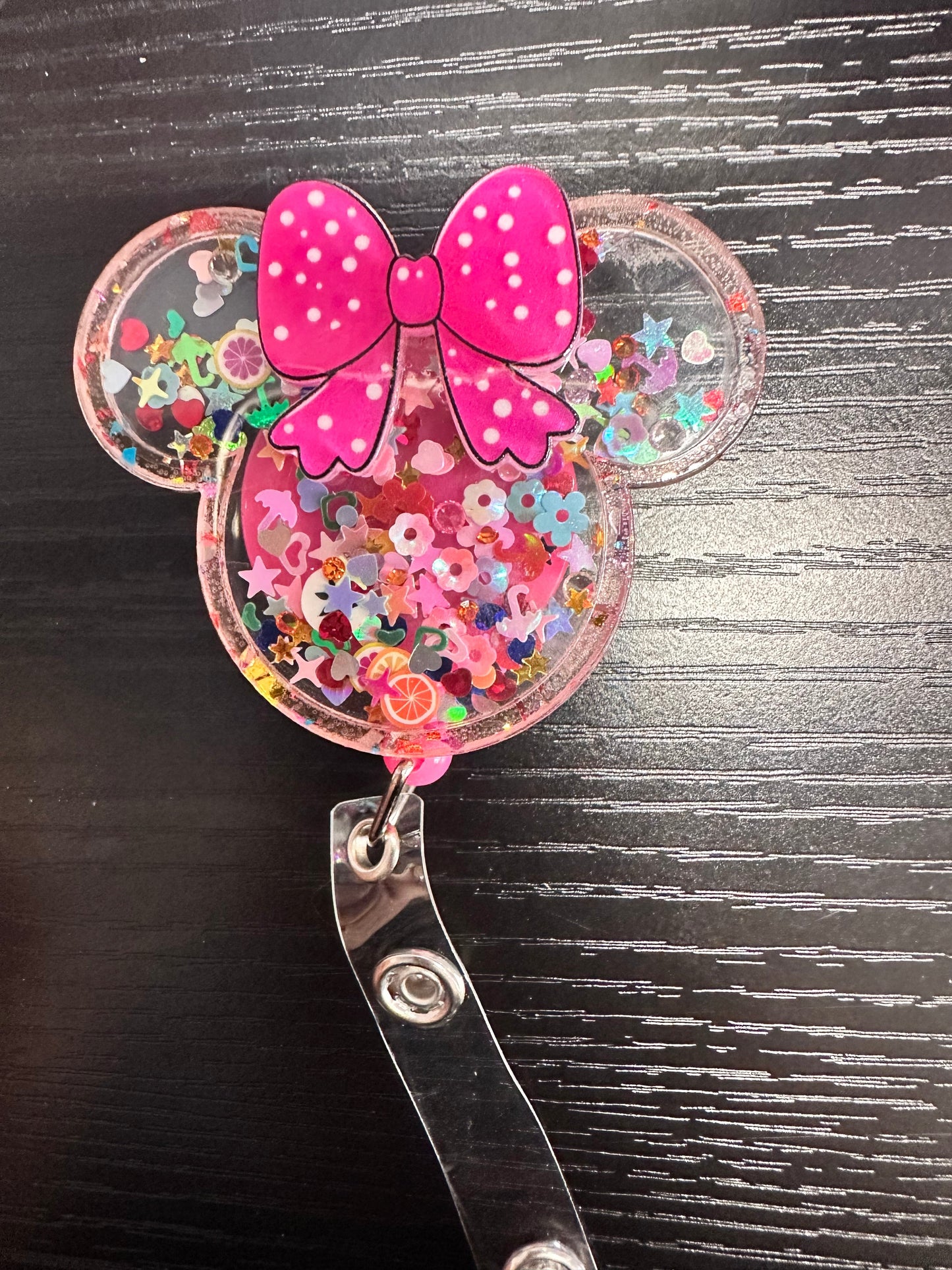 Minnie Mouse Shaker Badge Reel/Pop Socket