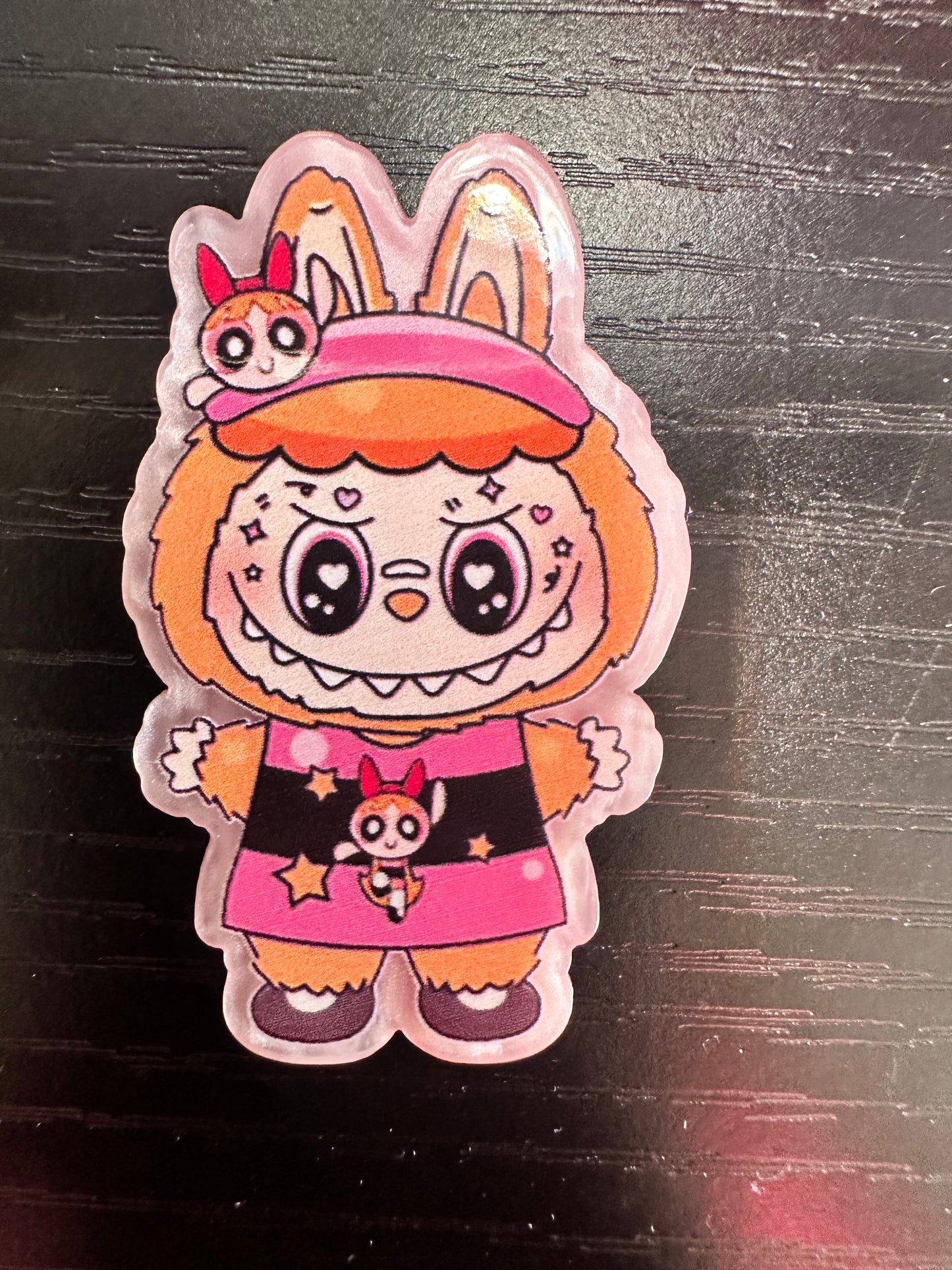 Power Puff Labubu Badge Reel/Pop Socket