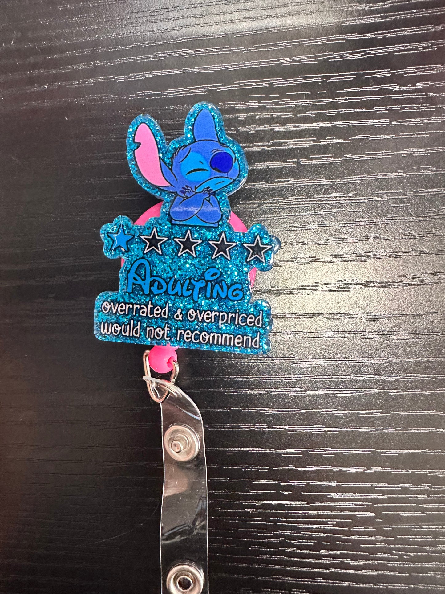 Stitch Adulting Badge Reel/Pop SOcket