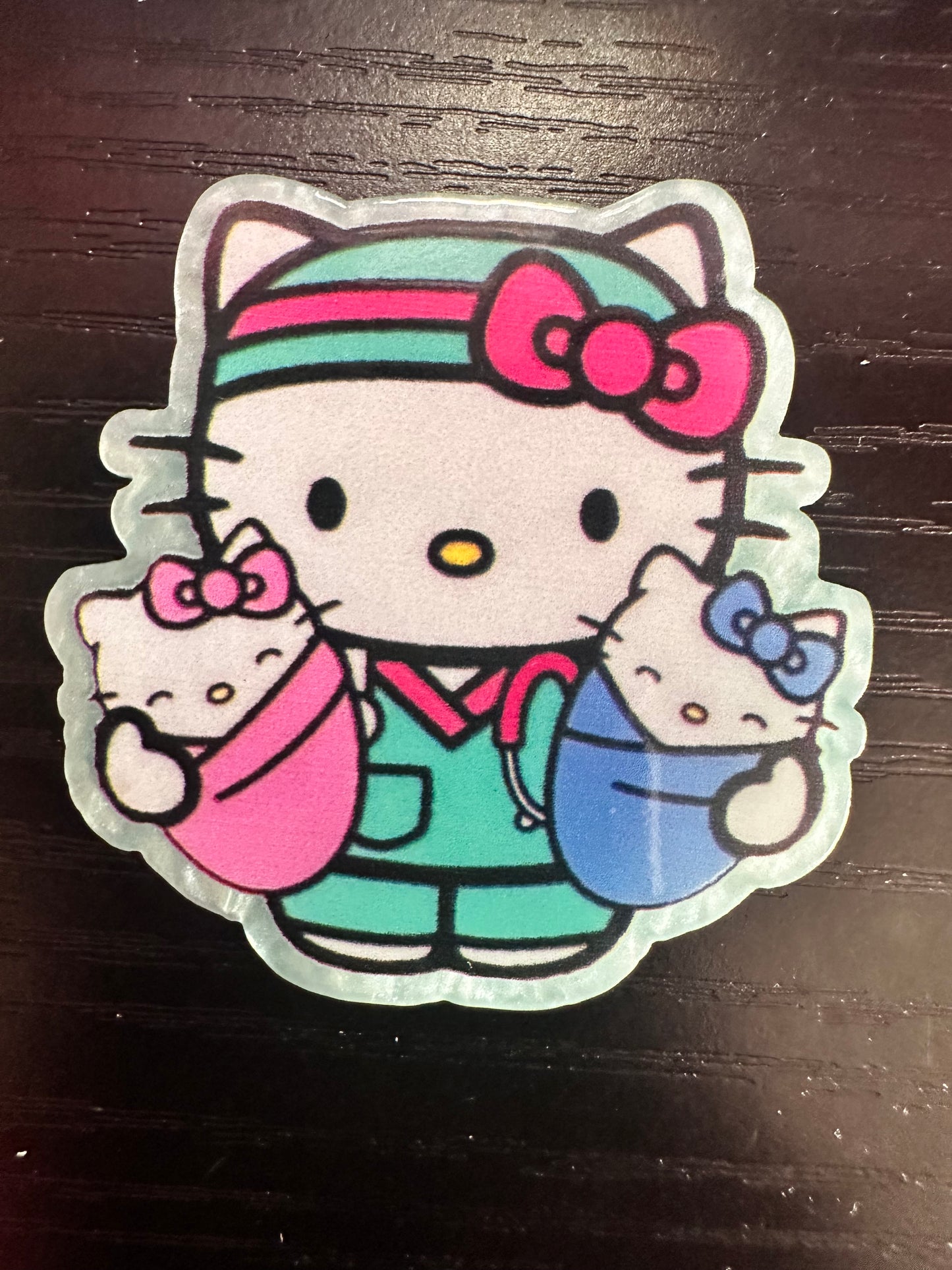 Hello Kitty Nurse & Twin Baby Badge Reel/Pop Socket
