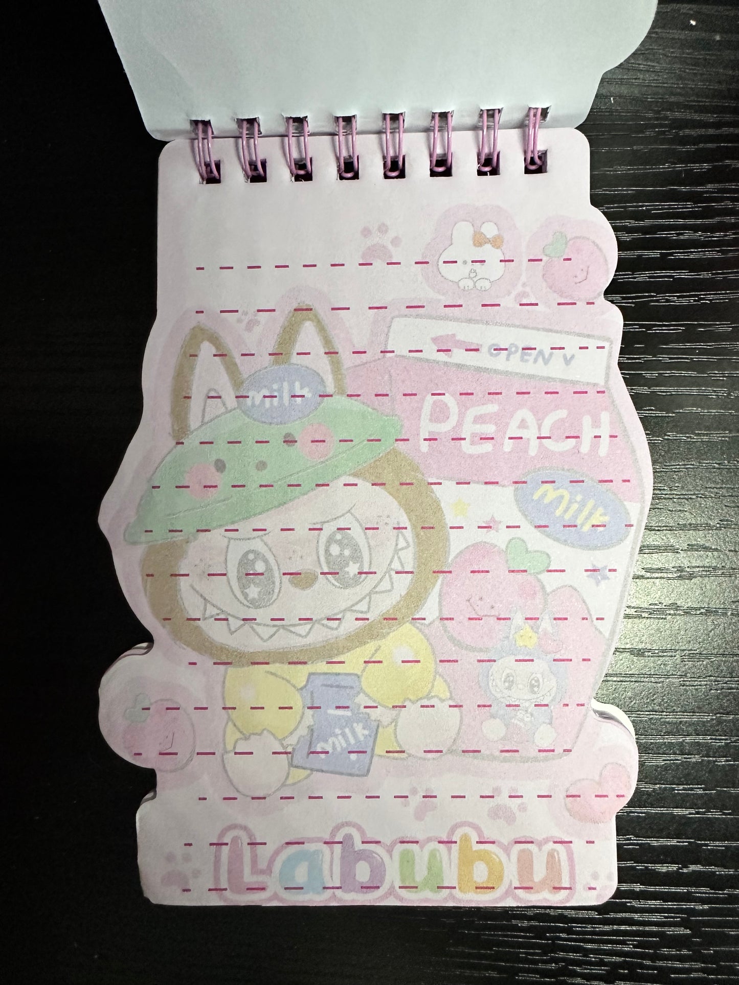 Labubu Pink Peach Notepad & Sticker Book