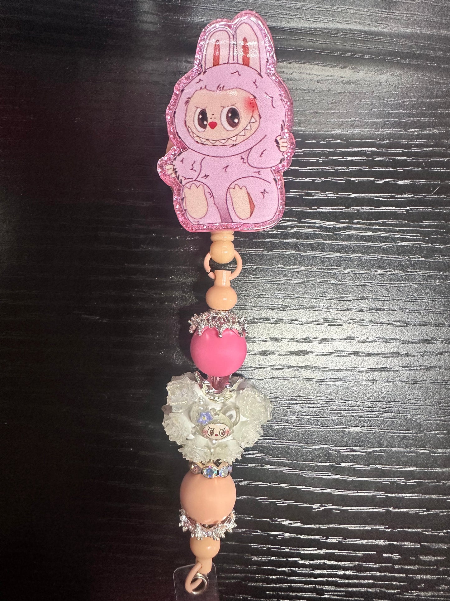 Pink Labubu Badge Reel/Pop Socket