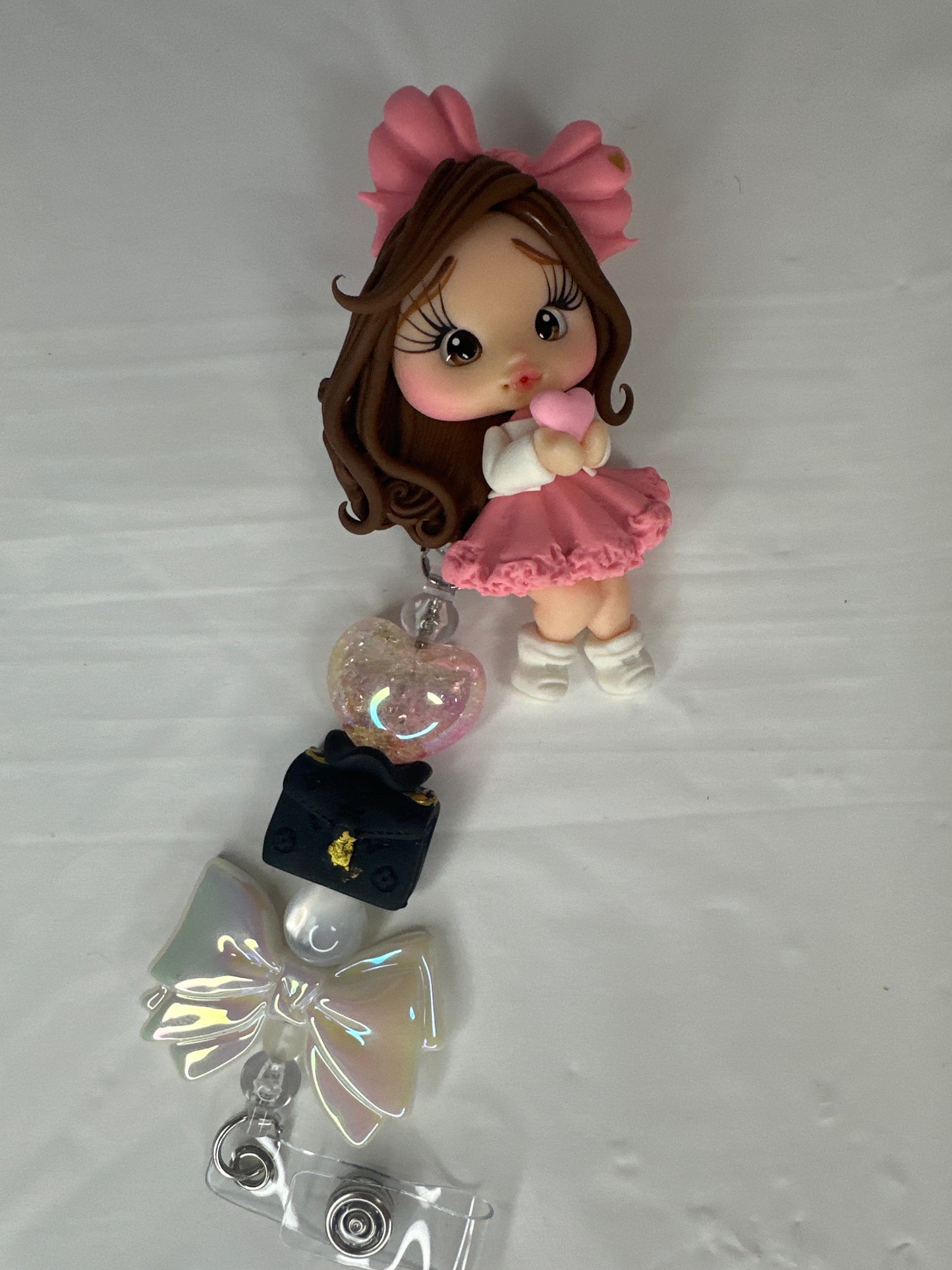 Pink Heart Girl Badge Reel