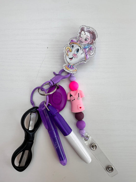 Belle & Chip Beaded Badge Reel with Accessories Set