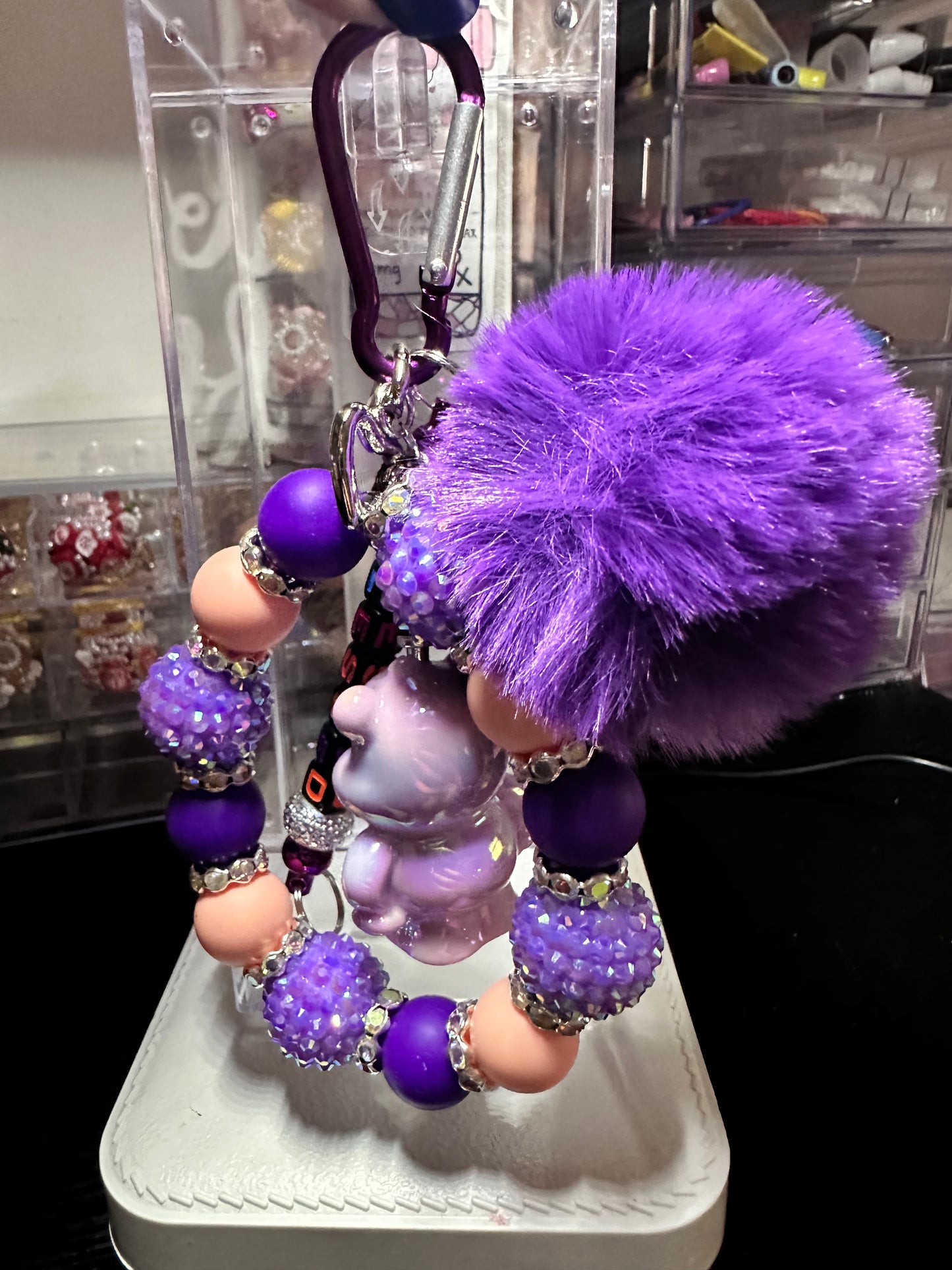 Purple Care Bear Keychain