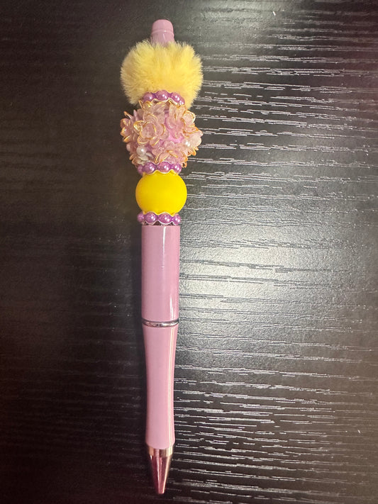 Yellow & Purple Fancy Flowers Pen