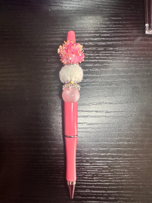 Pink & White Fancy Flowers Pen