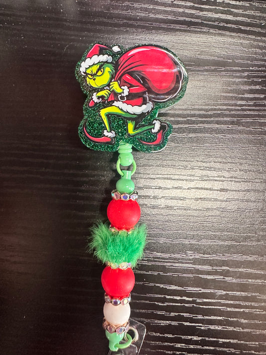 Grinch Badge Reel/Pop Socket