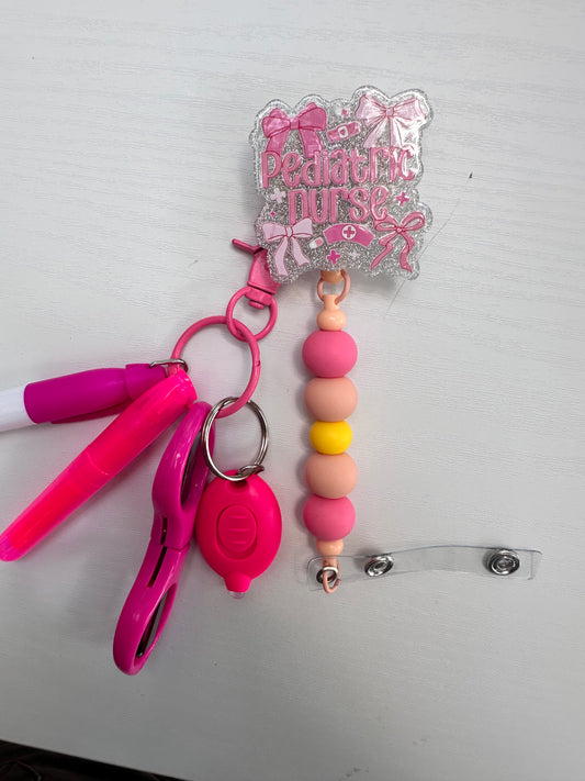 Pediatric Nurse Beaded Badge Reel with Accessories Set