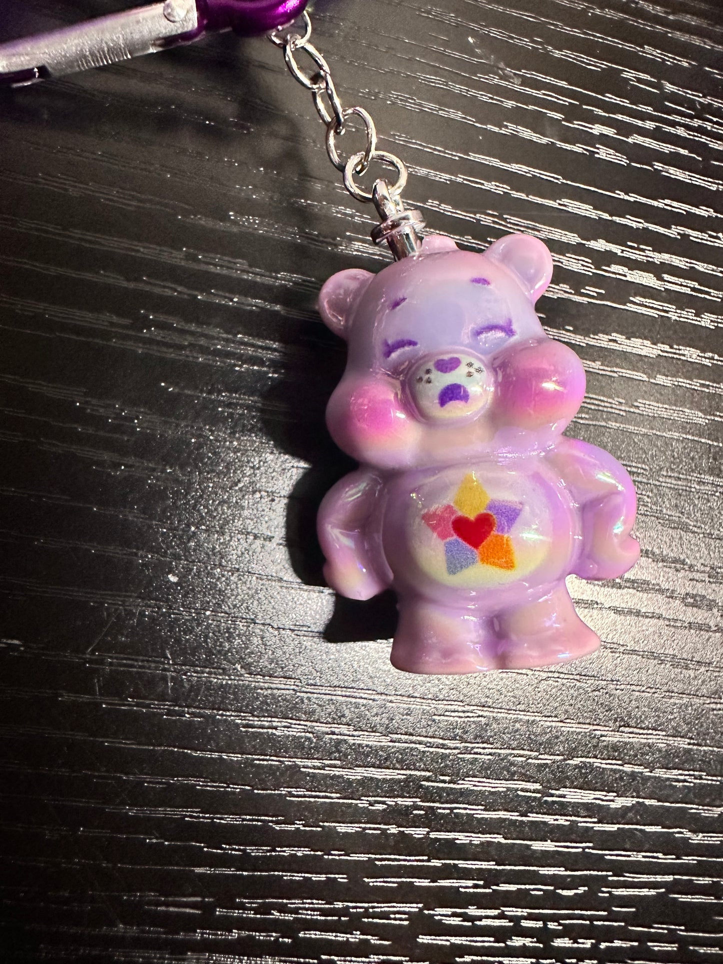 Purple Care Bear Keychain