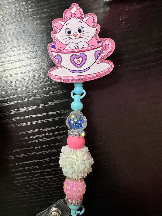 Marie Cat Badge Reel/Pop Socket