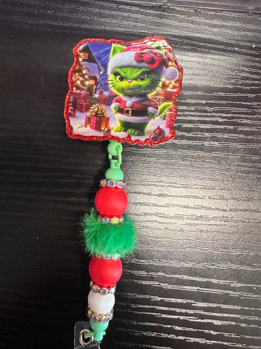 Grinch Christmas Badge Reel/Pop Socket