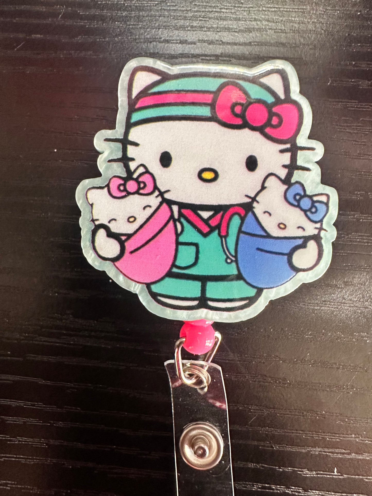 Hello Kitty Nurse & Twin Baby Badge Reel/Pop Socket