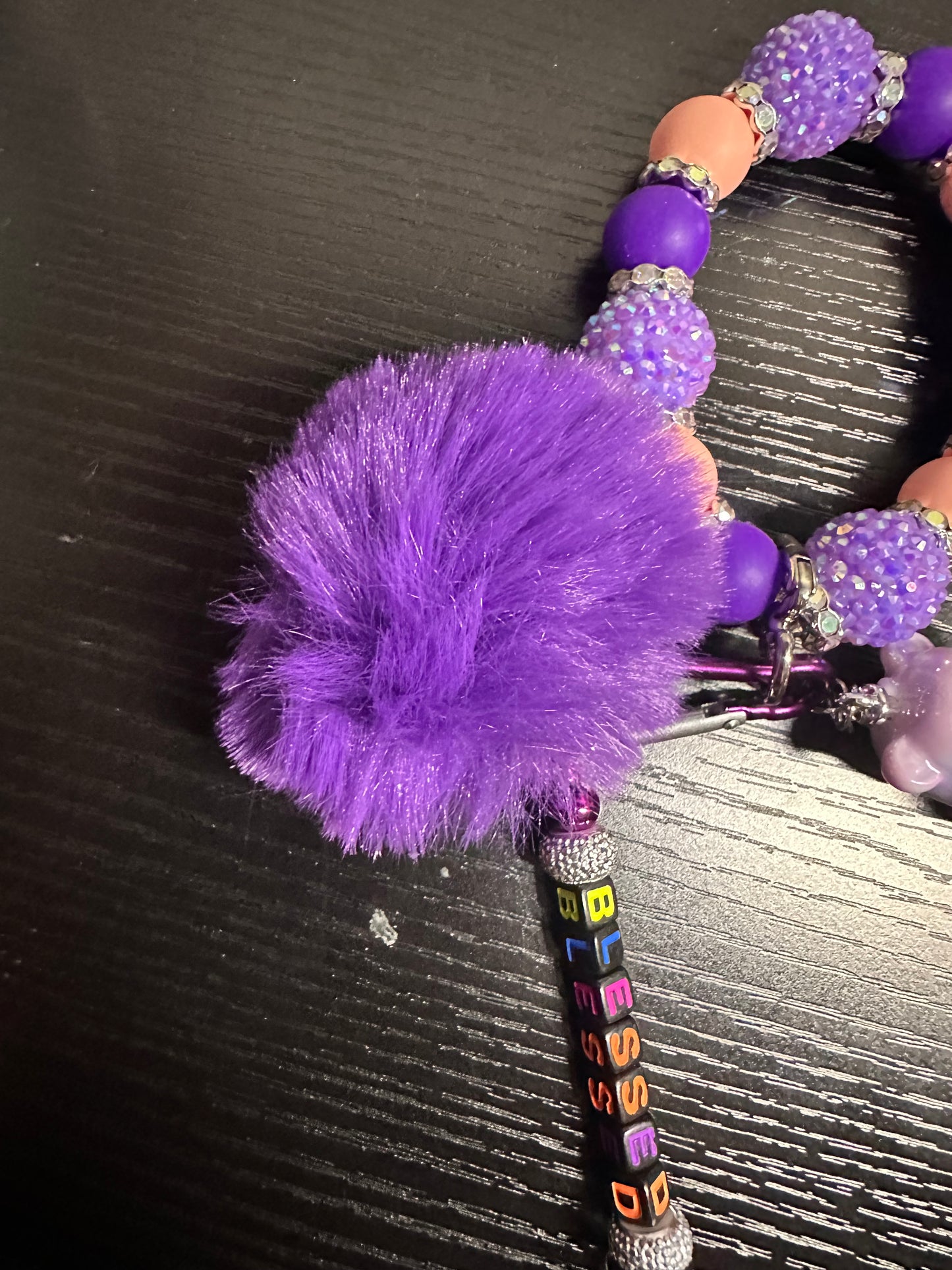 Purple Care Bear Keychain