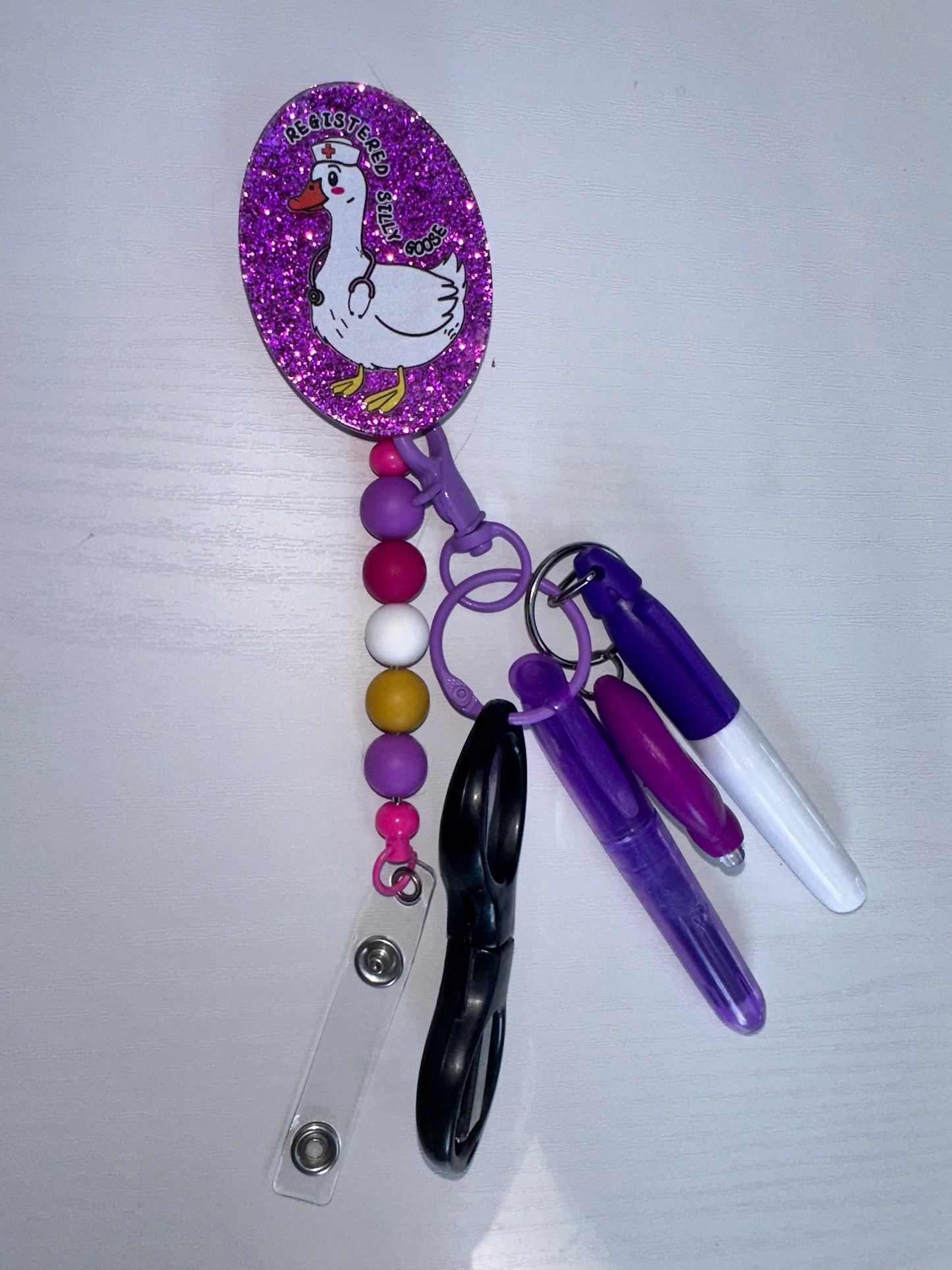 Goose Beaded Badge Reel with Accessories Set