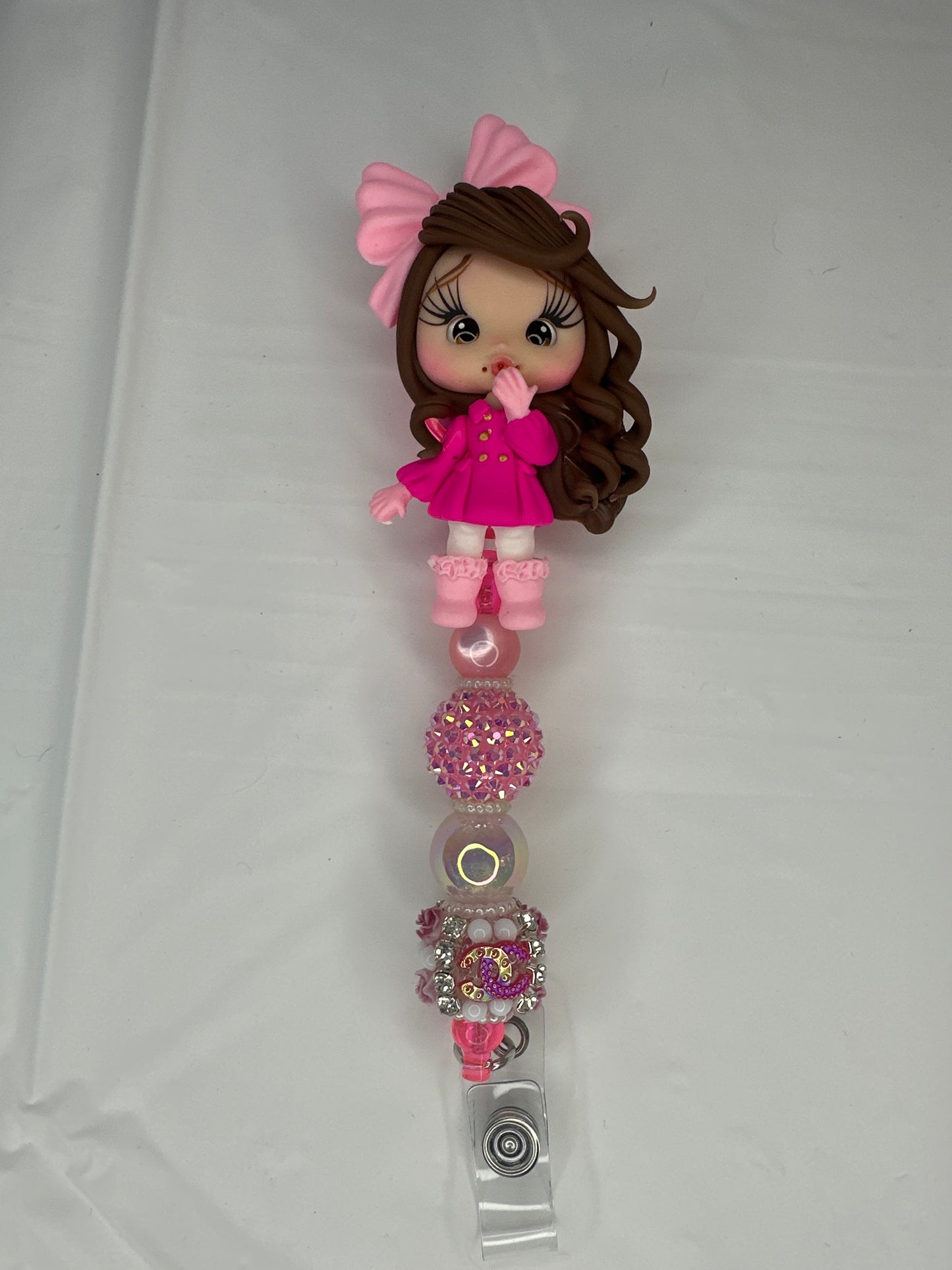 Winter Hot Pink Girl Badge Reel