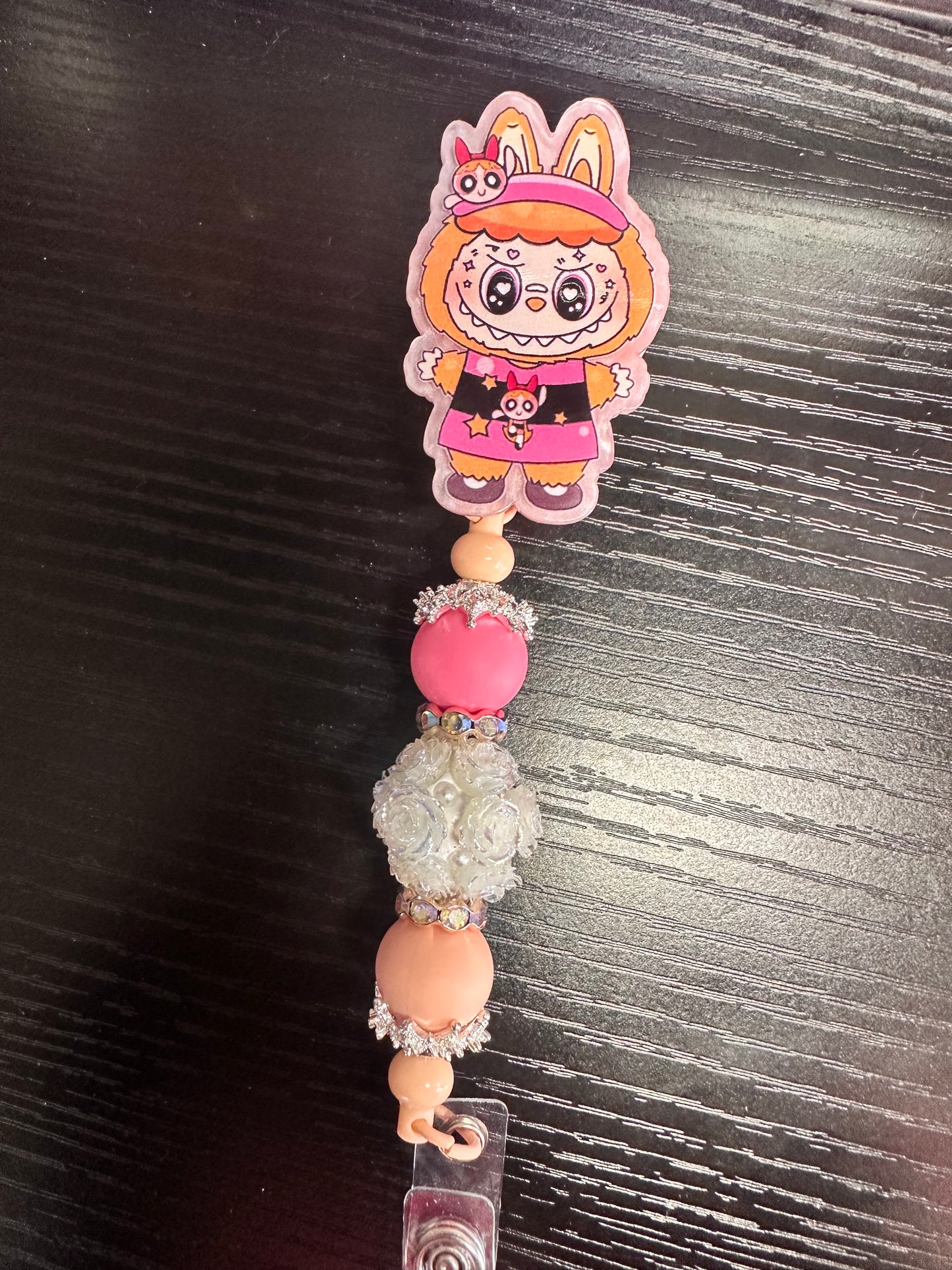 Power Puff Labubu Badge Reel/Pop Socket
