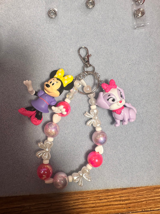 Minnie and Puppy Keychain